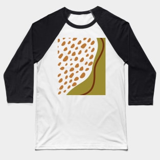 Warm Green Toned Dots Boho Abstract Shapes  Design Baseball T-Shirt